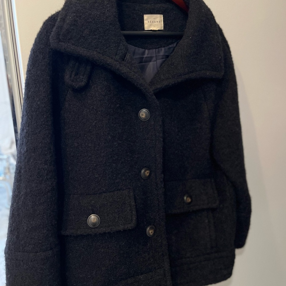 Sezane Leo Coat Black Jacket 4 - Picture 3 of 5